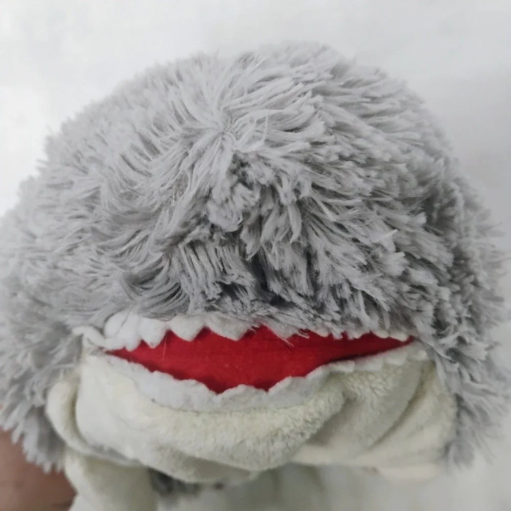 Pillow Pets Pee-Wees Great White Shark Plush Grey Shaggy Folding Stuffed Toy